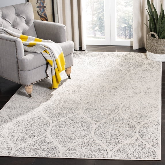 SAFAVIEH Madison Leighton Geometric Area Rug, Ivory/Silver, 12' x 18'