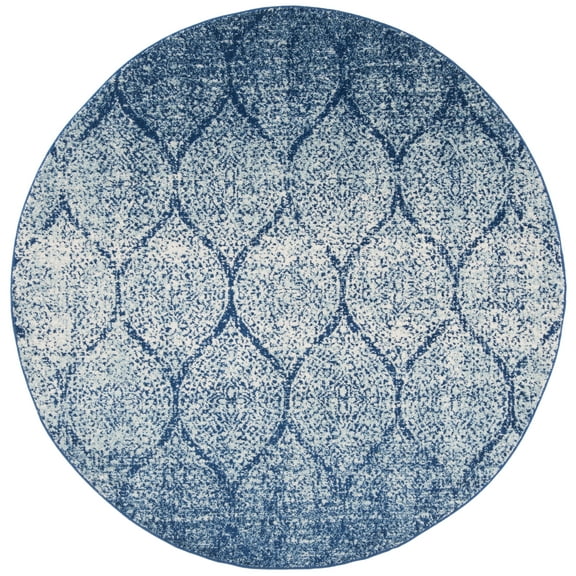 SAFAVIEH Madison Leighton Geometric Area Rug, Navy/Blue, 5'3" x 5'3" Round