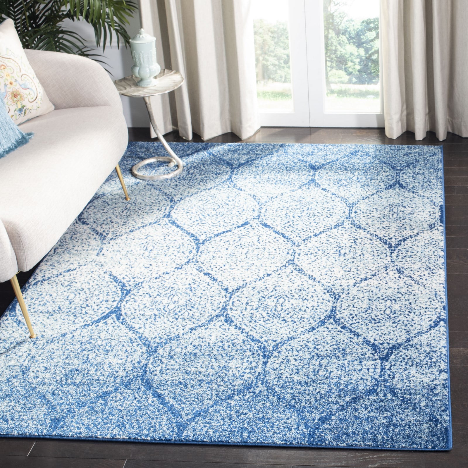 SAFAVIEH Madison Leighton Geometric Area Rug, Navy/Blue, 9' x 12'