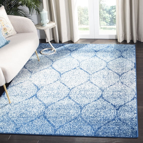 SAFAVIEH Madison Leighton Geometric Area Rug, Navy/Blue, 9' x 12'