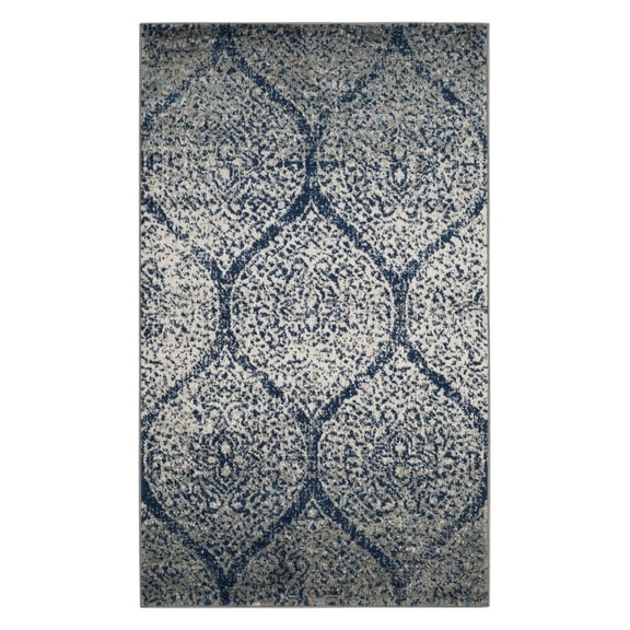 SAFAVIEH Madison Leighton Geometric Area Rug, Navy/Silver, 10' x 14'