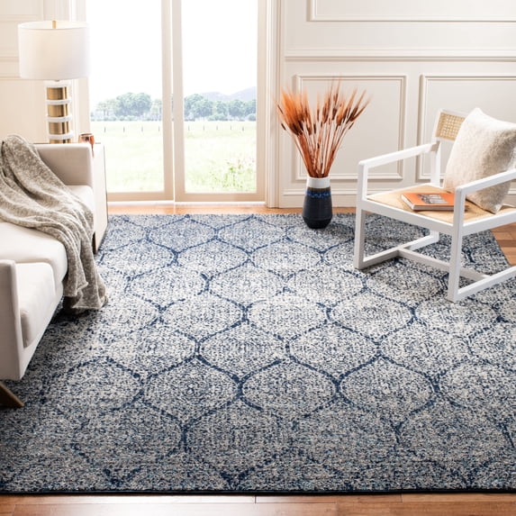 SAFAVIEH Madison Leighton Geometric Area Rug, Navy/Silver, 11' x 11' Square