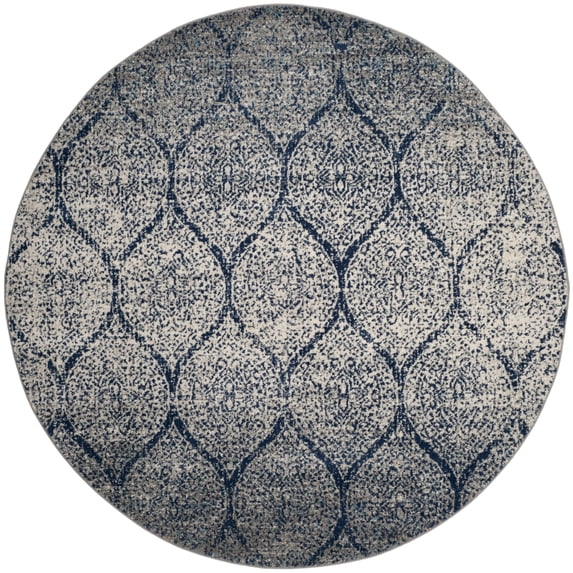 SAFAVIEH Madison Leighton Geometric Area Rug, Navy/Silver, 12' x 12' Round