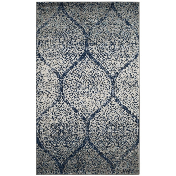 SAFAVIEH Madison Leighton Geometric Area Rug, Navy/Silver, 2'3" x 4'