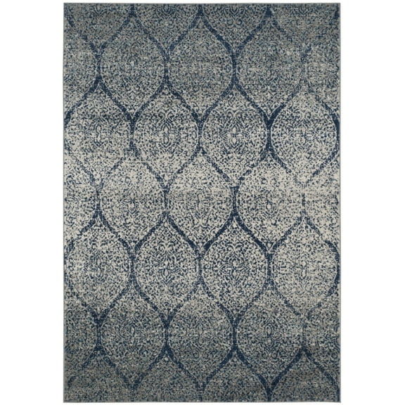 SAFAVIEH Madison Leighton Geometric Area Rug, Navy/Silver, 5'1" x 7'6"