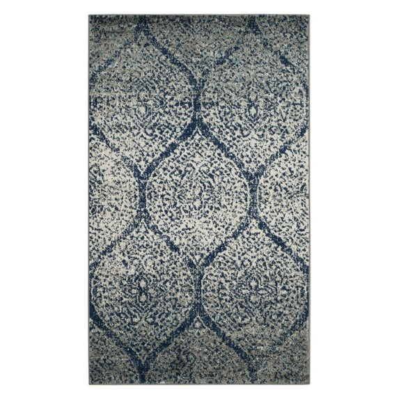 SAFAVIEH Madison Leighton Geometric Area Rug, Navy/Silver, 6'7" x 9'2"