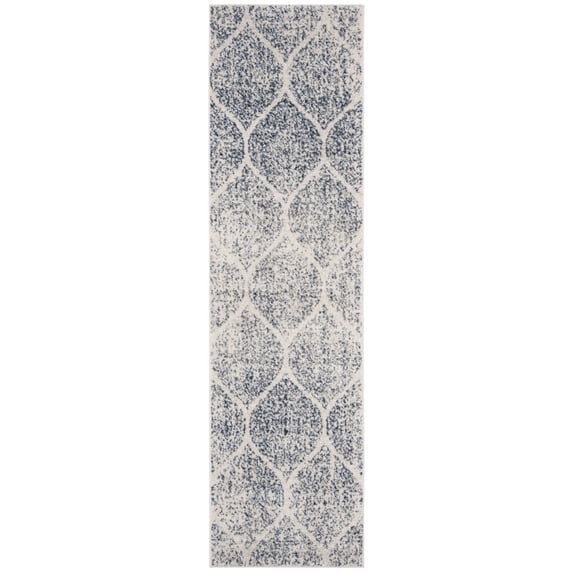 SAFAVIEH Madison Leighton Geometric Runner Rug, Cream/Royal Blue, 2'3" x 22'