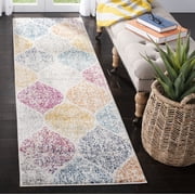 SAFAVIEH Madison Leighton Geometric Runner Rug, Cream/Yellow, 2'3" x 6'