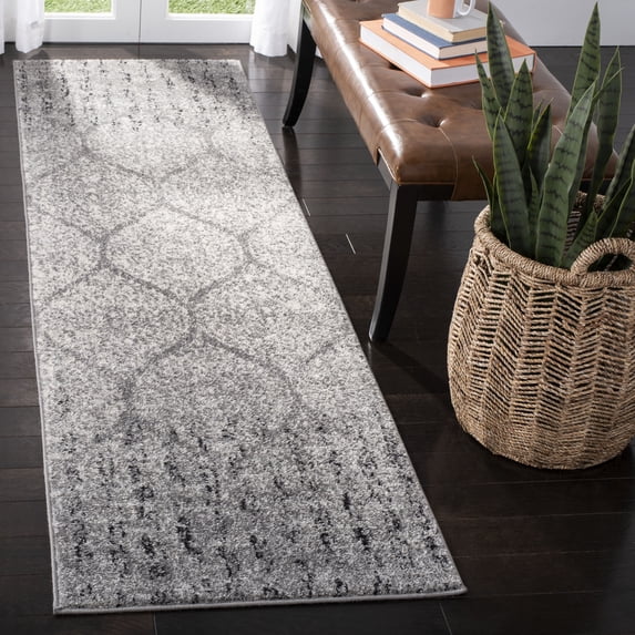 SAFAVIEH Madison Leighton Geometric Runner Rug, Grey/Ivory, 2'3" x 10'