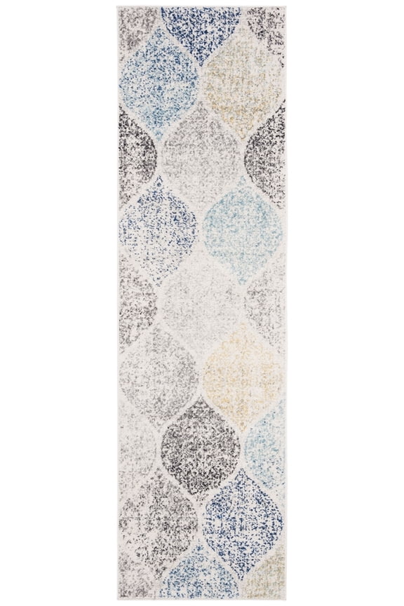 Madison Leighton Geometric Runner Rug, Ivory/Blue, 2'3" x 18'