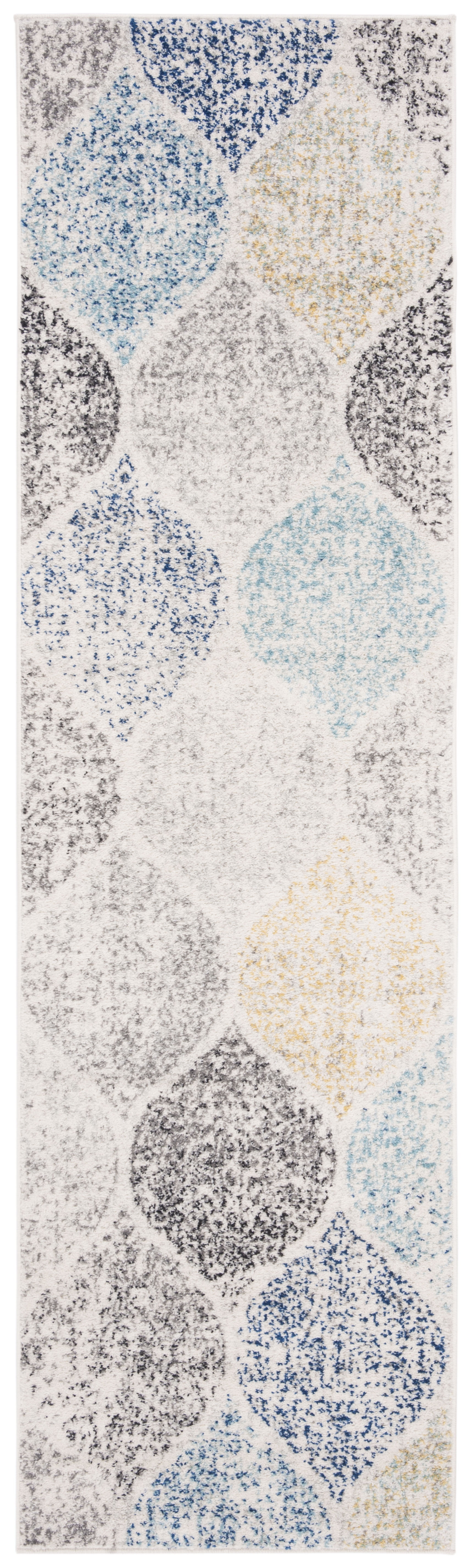 SAFAVIEH Madison Leighton Geometric Runner Rug, Ivory/Blue, 2'3" x 20'