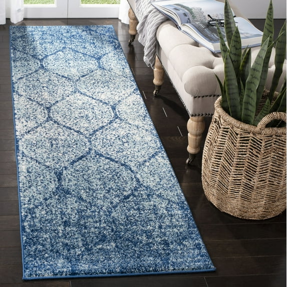 SAFAVIEH Madison Leighton Geometric Runner Rug, Navy/Blue, 2'3" x 6'