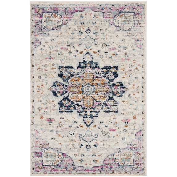 SAFAVIEH Madison Louise Overdyed Floral Area Rug, Ivory/Fuchsia, 3' x 5'