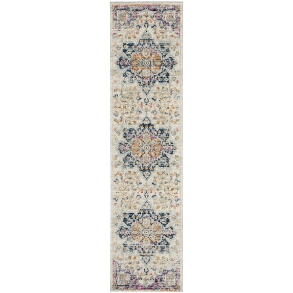 SAFAVIEH Madison Louise Overdyed Floral Runner Rug, Ivory/Fuchsia, 2' x 6'
