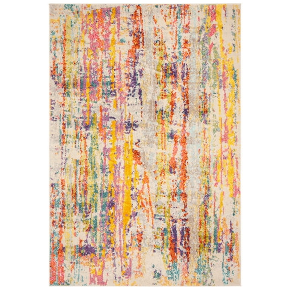 SAFAVIEH Madison Marais Abstract Area Rug, Beige/Yellow, 5'3" x 7'6"