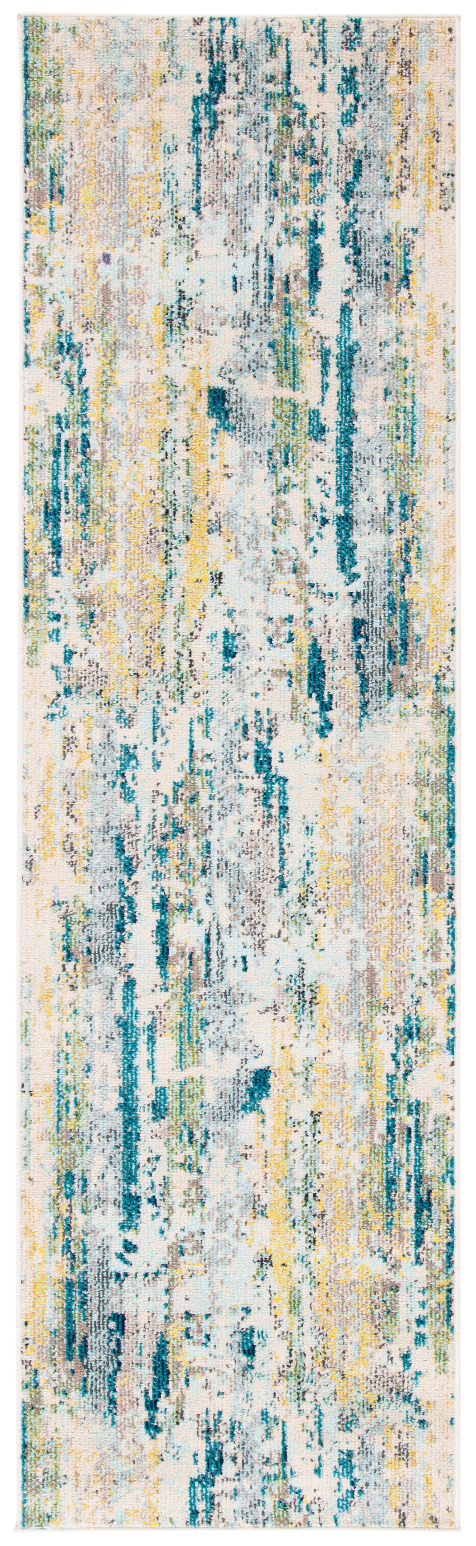 SAFAVIEH Madison Marais Distressed Abstract Runner Rug, Beige/Olive, 2'3" x 8'