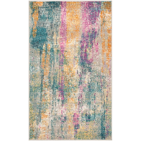 SAFAVIEH Madison Mariko Abstract Area Rug, Blue/Fuchsia, 3' x 5'