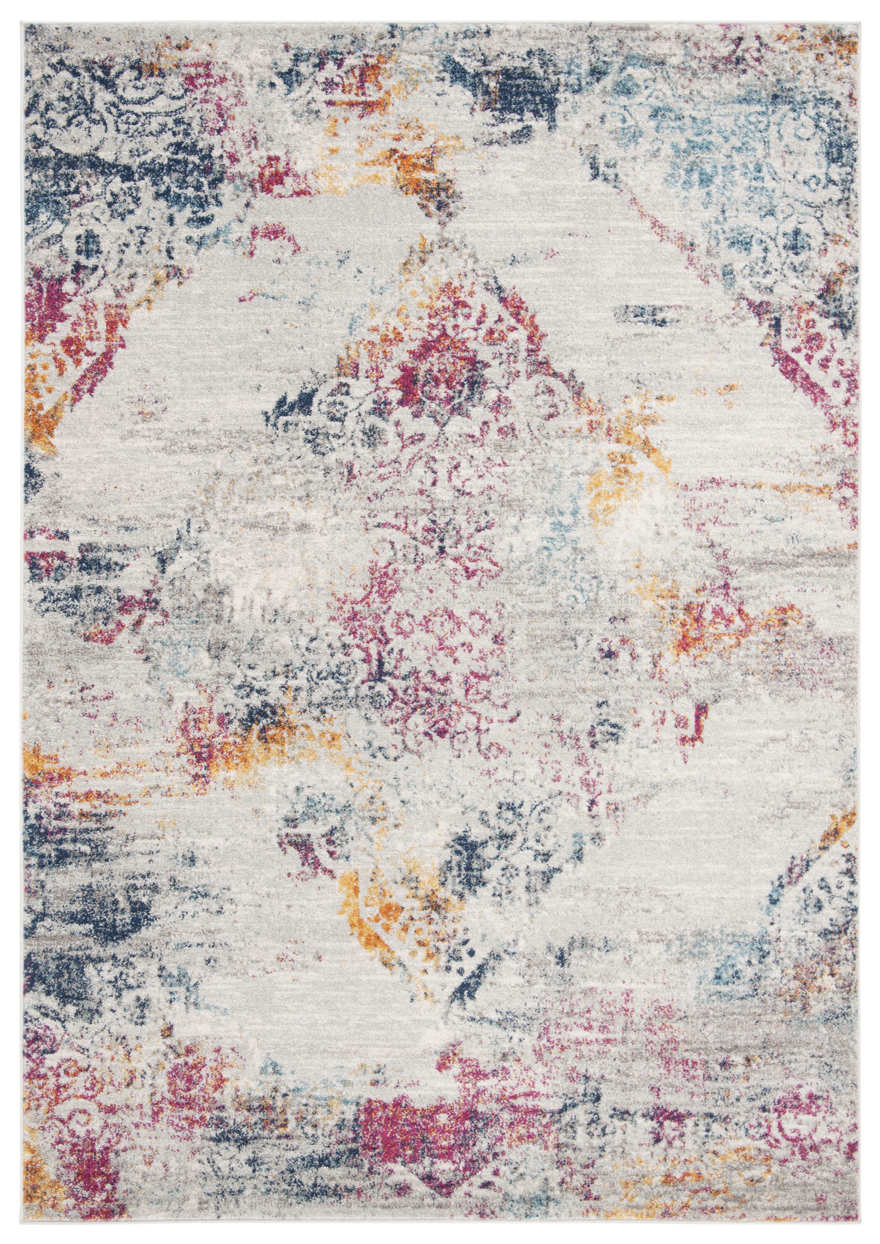 Reversible Gray Boho Chic Medallion Rectangular Rug