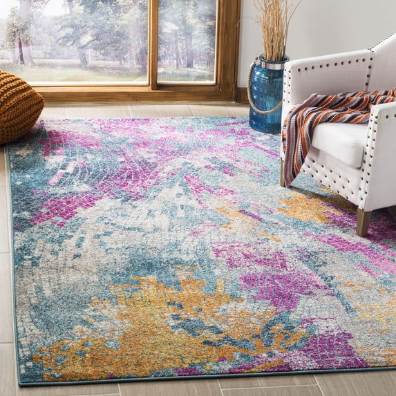 SAFAVIEH Madison Moriah Abstract Area Rug, Blue/Multi, 3' x 5'
