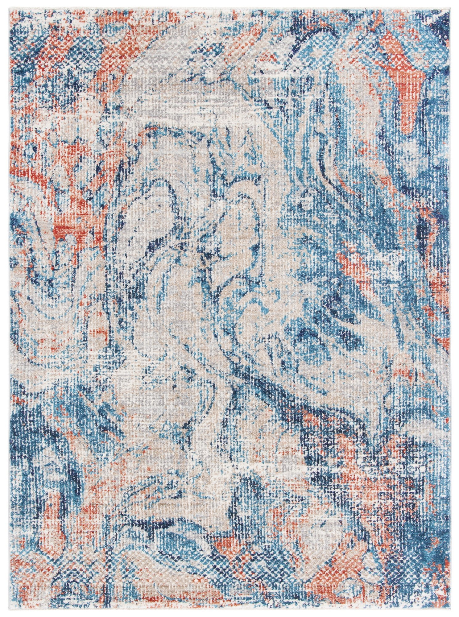 Gd Nanda Rug SAFAVIEH Madison Nanda Abstract Area Rug, Beige/Blue, 5'3