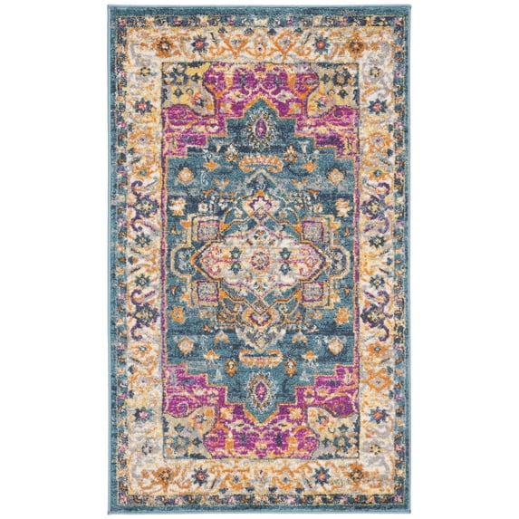 SAFAVIEH Madison Nikeisha Floral Area Rug, Blue/Multi, 2'3" x 3'11"