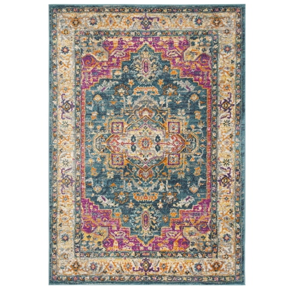 SAFAVIEH Madison Nikeisha Floral Area Rug, Blue/Multi, 2'6" x 4'