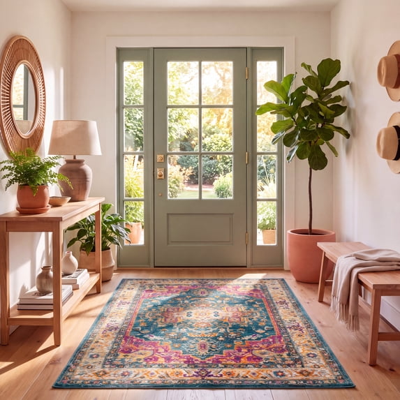 Safavieh Madison Nikeisha Floral Area Rug, Blue/Multi, 5'1" x 7'6"