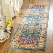SAFAVIEH Madison Nikeisha Floral Runner Rug, Blue/Multi, 2'3" x 10'