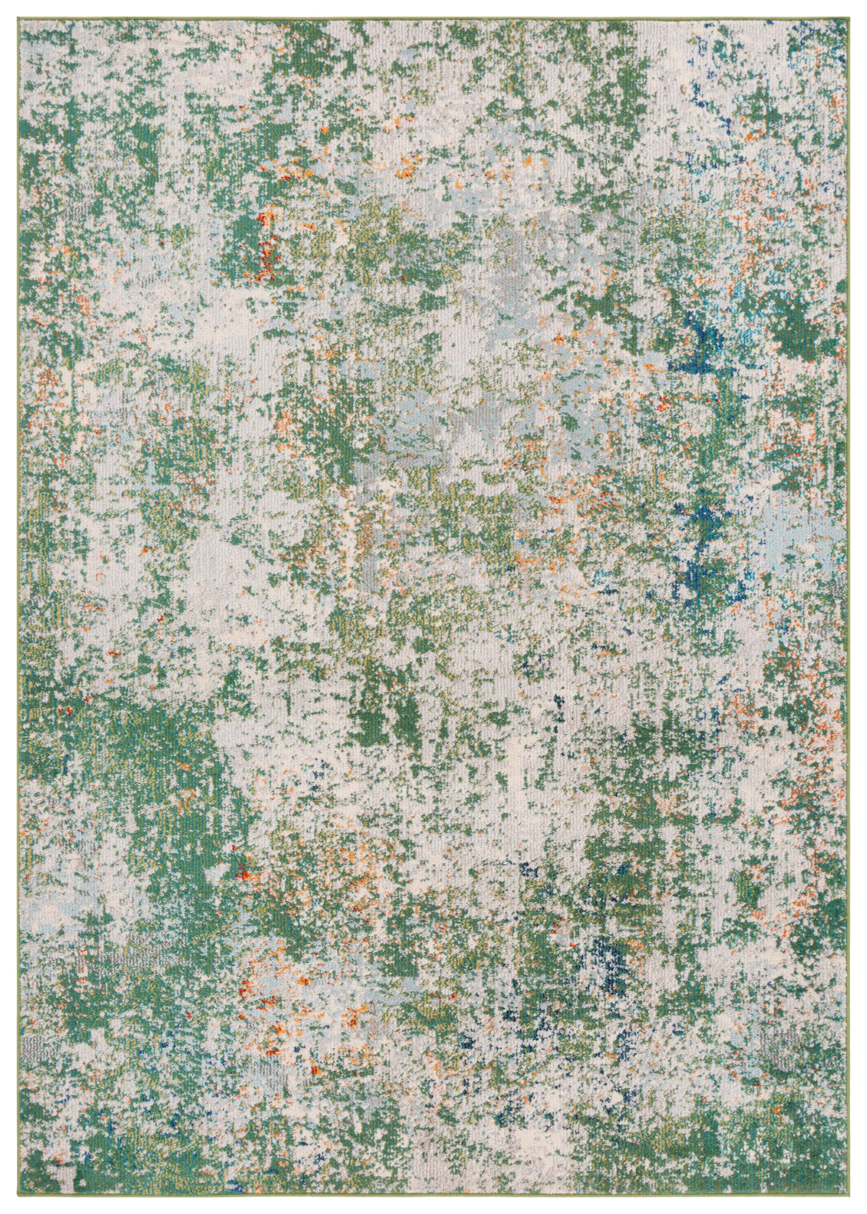 Green and Blue Abstract 4' x 6' Synthetic Area Rug
