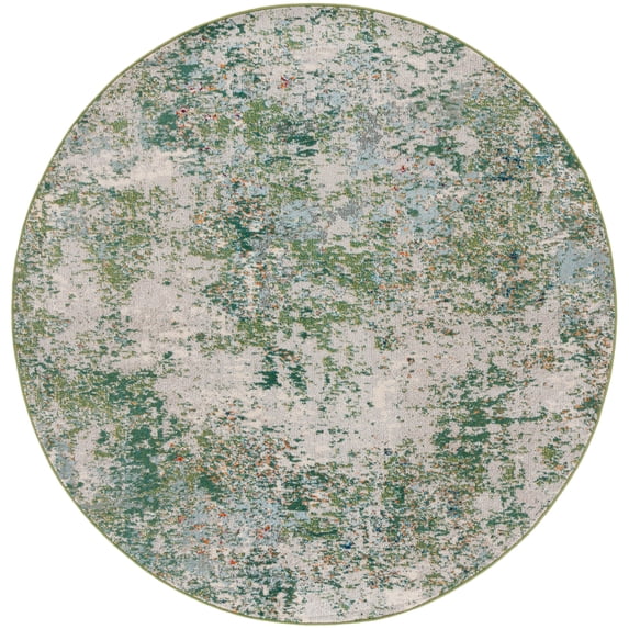 SAFAVIEH Madison Nita Abstract Area Rug, Green/Blue, 6'7" x 6'7" Round