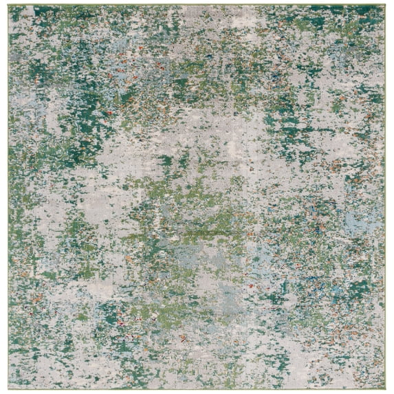 SAFAVIEH Madison Nita Abstract Area Rug, Green/Blue, 6'7" x 6'7" Square