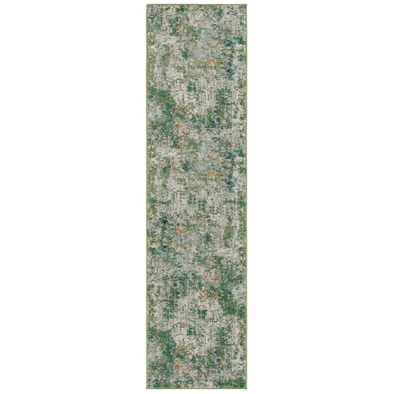 SAFAVIEH Madison Nita Abstract Runner Rug, Green/Blue, 2'2" x 8'