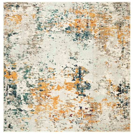 SAFAVIEH Madison Nita Vintage Floral Area Rug, Grey/Beige, 12' x 12' Square