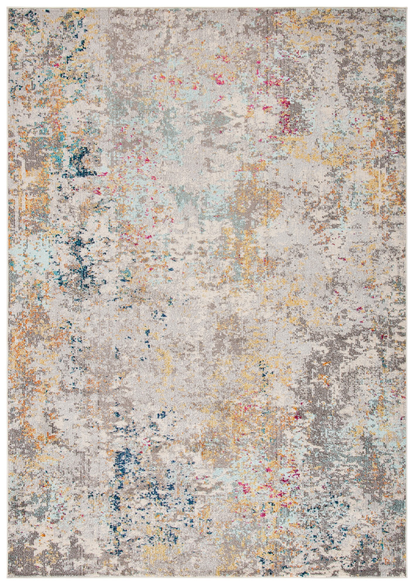 Metro-Mod Chic Round Grey & Gold Synthetic Area Rug - 36 in