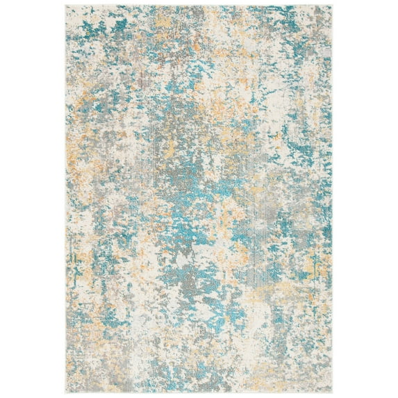 SAFAVIEH Madison Nita Vintage Floral Area Rug, Teal/Gold, 3' x 5'