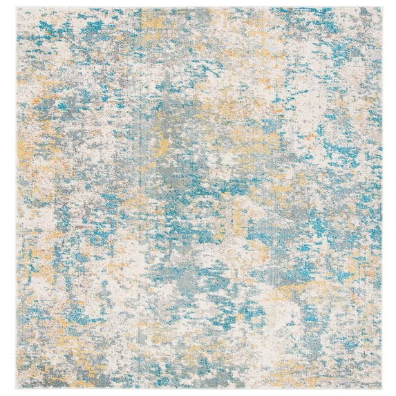 SAFAVIEH Madison Nita Vintage Floral Area Rug, Teal/Gold, 6'7" x 6'7" Square