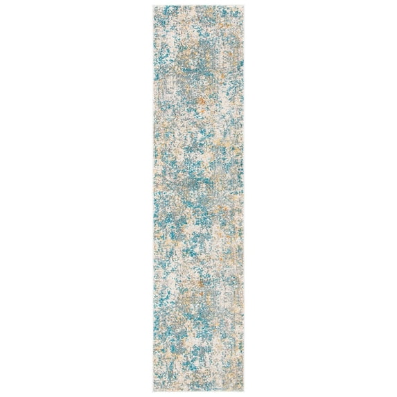 SAFAVIEH Madison Nita Vintage Floral Runner Rug, Teal/Gold, 2'2" x 14'