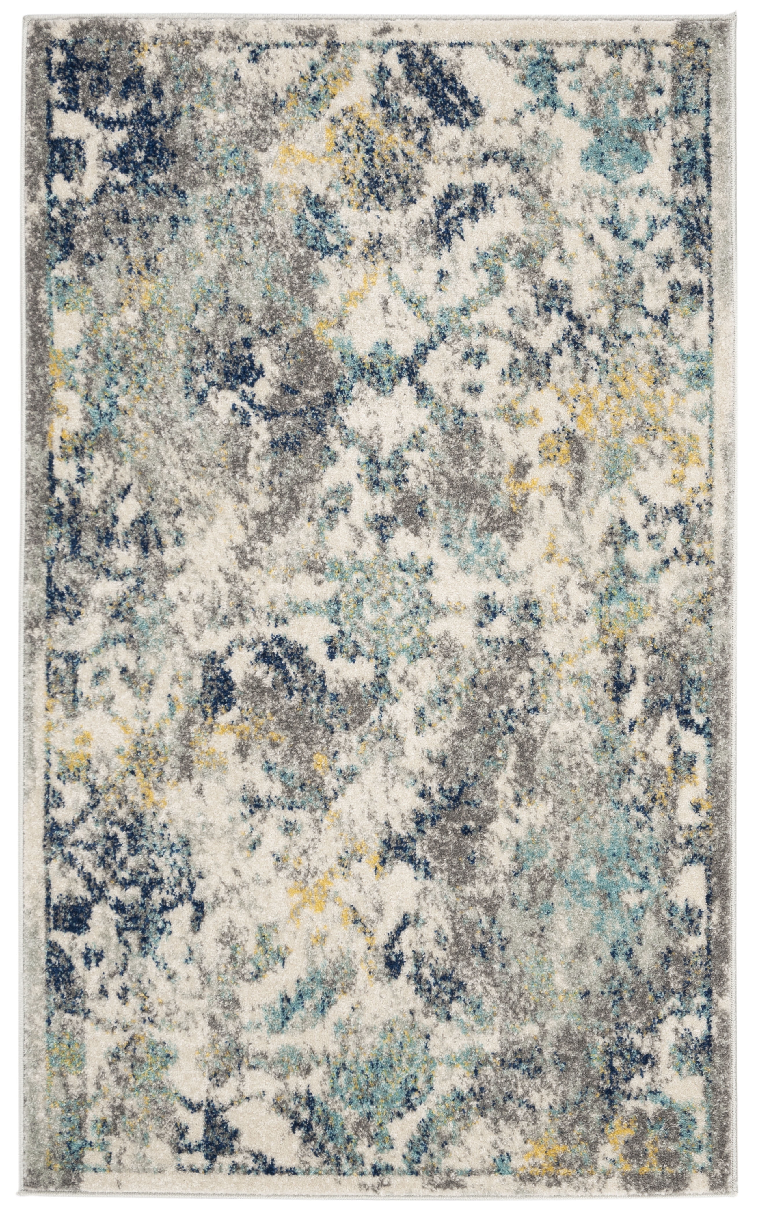 Madison Chic Metro-Mod Round Blue Synthetic Area Rug