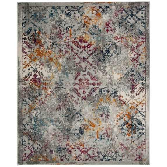 SAFAVIEH Madison Ognen Distressed Area Rug, Light Grey/Fuchsia, 9' x 12'