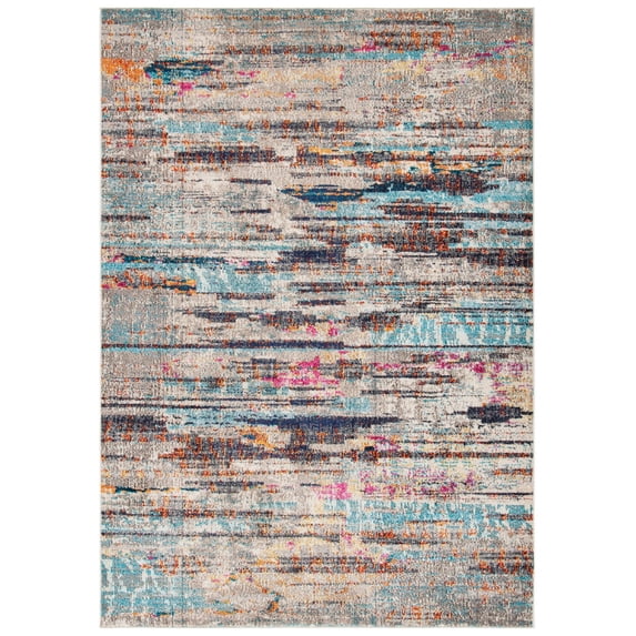 SAFAVIEH Madison Orlando Abstract Distressed Area Rug, Grey/Turquoise, 3' x 5'