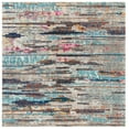 thumbnail image 1 of SAFAVIEH Madison Orlando Abstract Distressed Area Rug, Grey/Turquoise, 6'7" x 6'7" Square, 1 of 10
