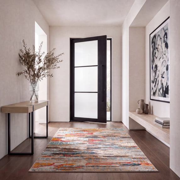 Safavieh Madison Orlando Abstract Area Rug, Ivory/Multi, 5'3" x 7'6"