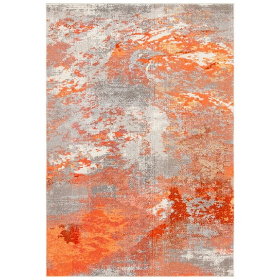 SAFAVIEH Madison Oscar Abstract Area Rug, Grey/Orange, 2'2" x 4'