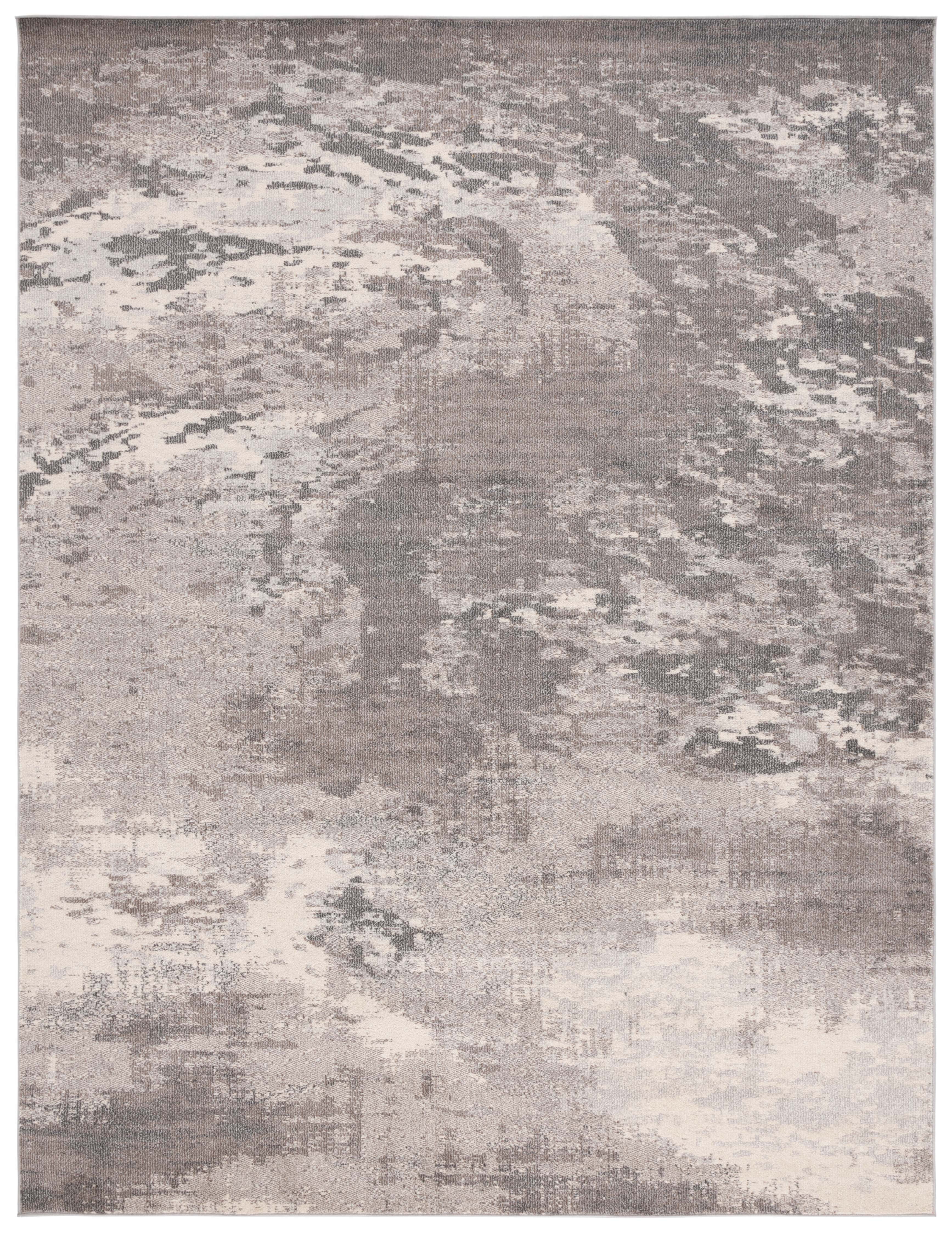 Elegant Gray Synthetic 8' x 10' Hand-Knotted Area Rug