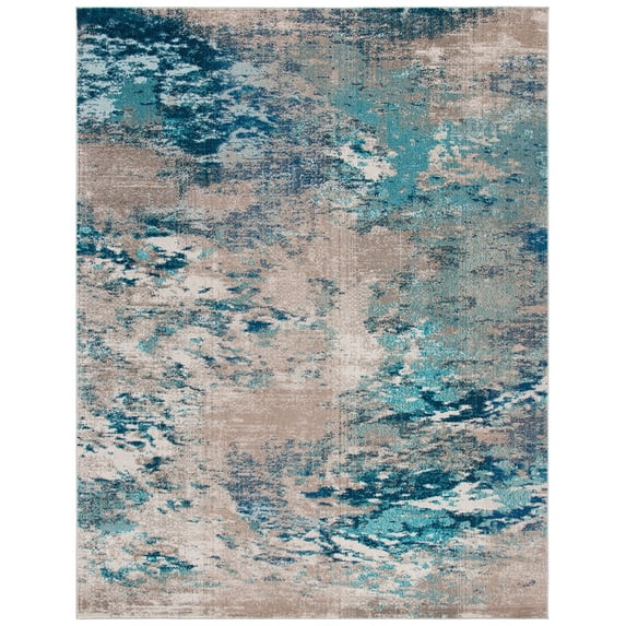 SAFAVIEH Madison Oscar Abstract Distressed Area Rug, Blue/Grey, 8' x 10'
