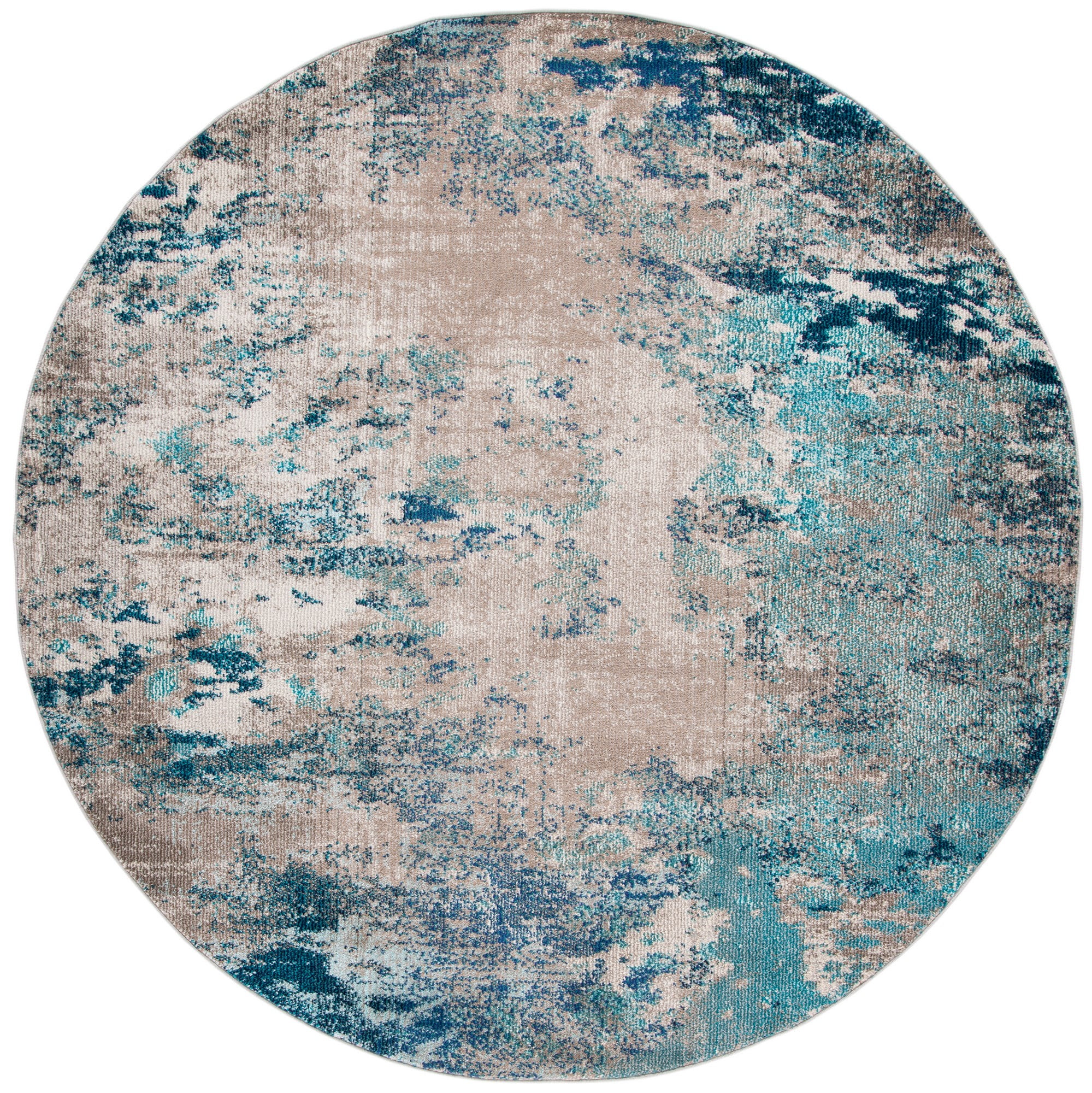 Safavieh Madison Blue and Grey Round Synthetic Area Rug