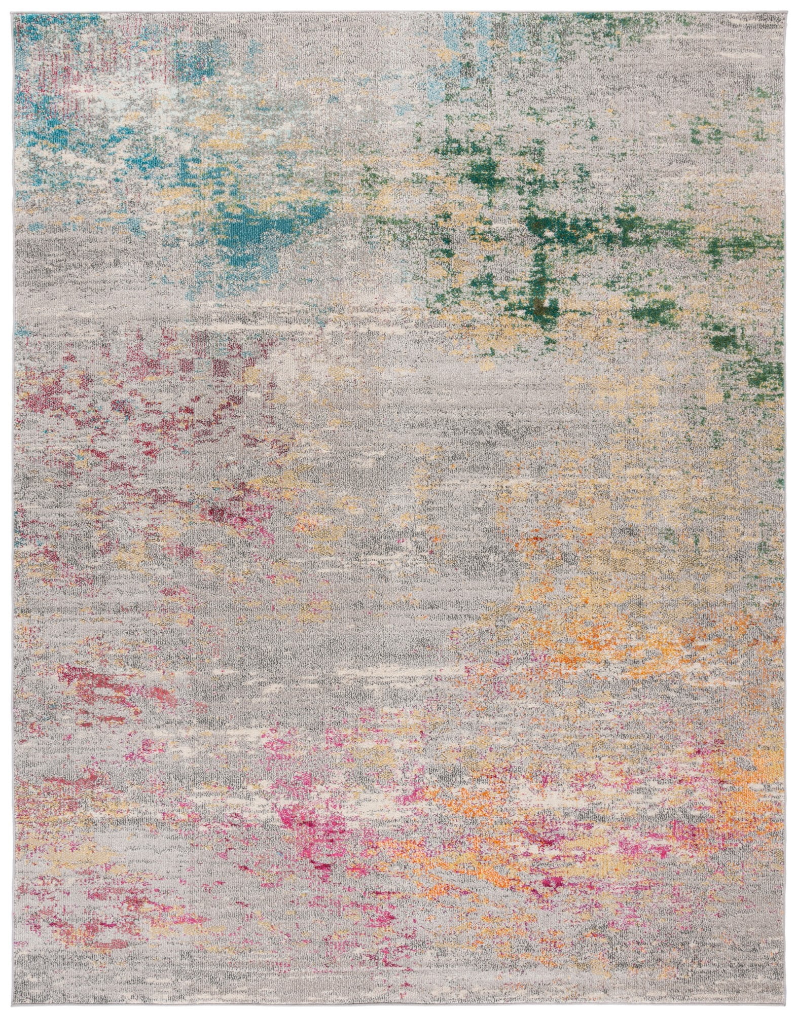 Elegant Grey & Gold Synthetic 10' x 14' Flat Woven Area Rug
