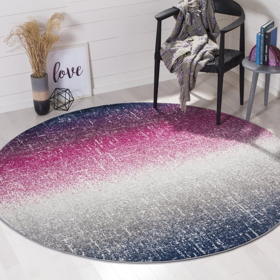 SAFAVIEH Madison Patton Geometric Area Rug, Fuchsia/Multi, 6'7" x 6'7" Round