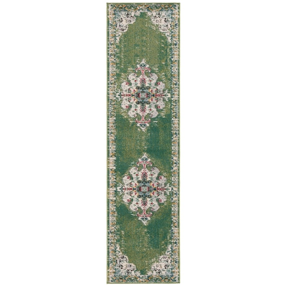 SAFAVIEH Madison Richmal Oriental Runner Rug, Green/Aqua, 2'2" x 8'
