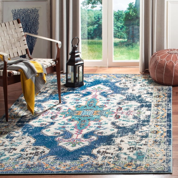 SAFAVIEH Madison Richmal Vintage Traditional Area Rug, Navy/Grey, 8' x 10'
